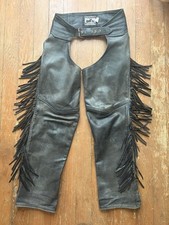 California Creations Men’s Motorcycle Leather Fringe Chaps Made in USA