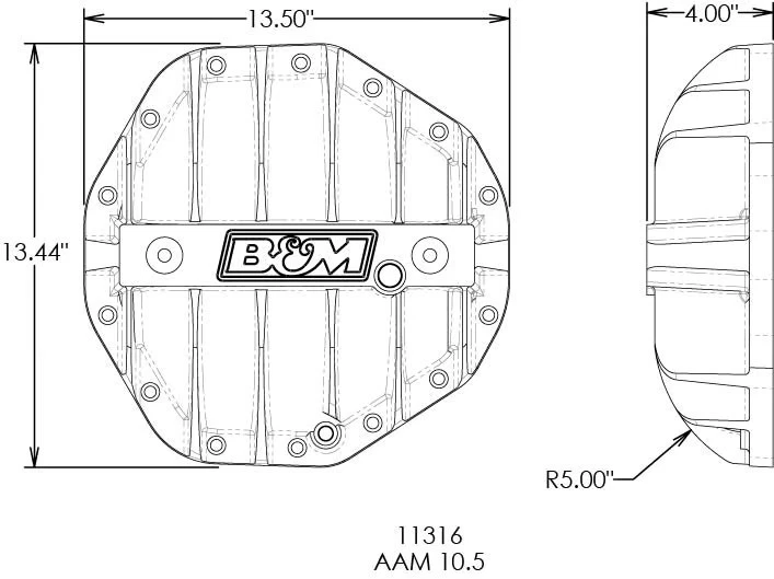 Cubierta diferencial de aluminio 11316 B&M Hi-Tek para AAM 10.5 - negra Foto 3 de 4