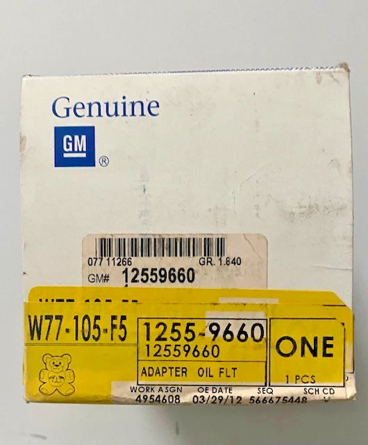 ADAPTADOR DE FILTRO DE ACEITE GM ORIGINAL 1991-2000, PIEZA OEM NUEVA, NÚMERO DE PIEZA 12559660 Foto 4 de 4
