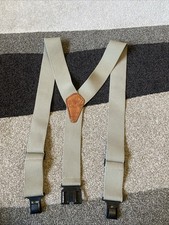 The Original PERRY Suspenders Tan 1.5" and 2  Wide Hook on Belt Clip USA Y Back