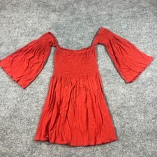 Windsor Mini Dress Women Small Orange Off Shoulder Ruffle Smocked Cocktail Beach