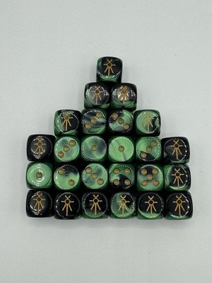 25 Necron Black Green Swirl Custom 16mm Dice Games Workshop Warhammer 40K