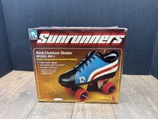Zapatos de patinador años 80 AZUL + Blanco 800J Sunrunners juveniles talla 3/5.