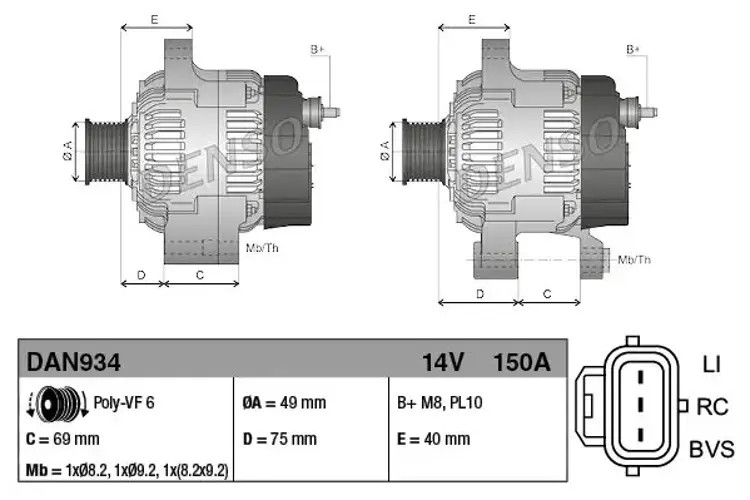 Alternator DAN934 Denso 1633079 3M5T10300NB 3M5T10300NC 30667072 30795495 New - Image 8