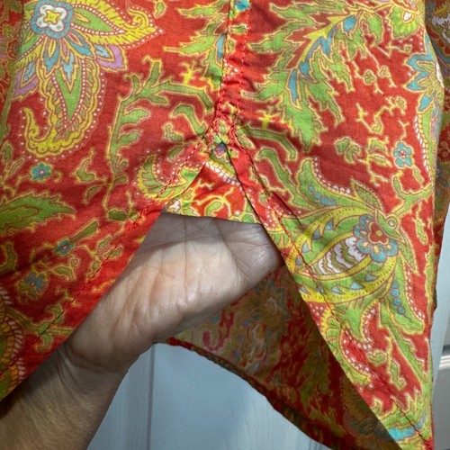 Vintage Ralph Lauren Womens Blouse Orange Paisley Cotton Colorful Classic Sz XL - Picture 14 of 17