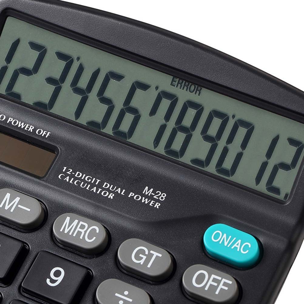 12 Digit Dual Power Basic Calculator Handheld Desktop Calculator With Large LCD