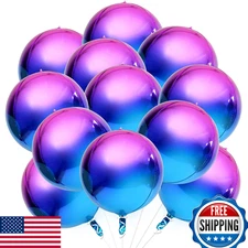 KatchOn 22" Purple Galaxy 4D Metallic Balloons - Pack of 12 Round Iridescent