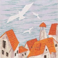 "Rto Kreuzstichkissen Stickpackung \"MöWen üBer Dem Meer I\", ZäHlmuster, 40X40Cm"