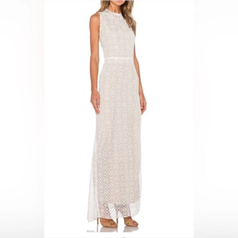 Vestido de noche Again for Revolve para mujer talla mediana marfil crema Isabel encaje Foto 2 de 4