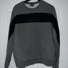 Emporio Armani Jumper Mens Meduim  Grey Black EA7 Sweatshirt Long Sleeve