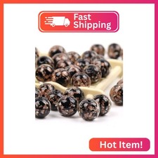 100 Pieces 8mm Black BeadsTransparent Glass Beads, Small Round Matte Sea Glass B