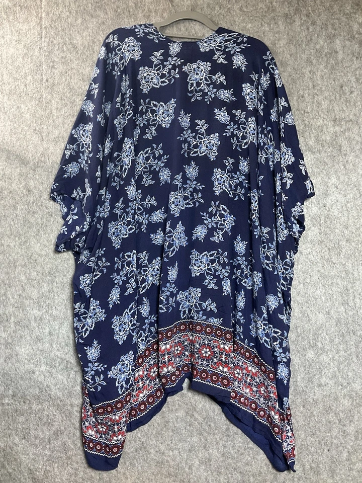 Coldwater Creek Sweater Womens XL Blue Floral Open Front Duster Boho Festival - Image 4 of 4