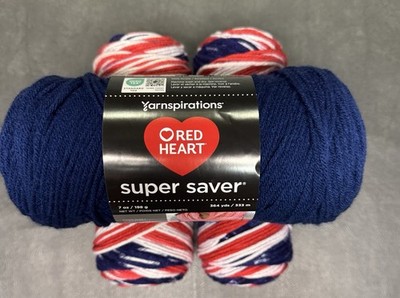 Red Heart Super Saver Soft Navy 7 Oz With Two Red Heart Americana 5 Oz. 3 Pack