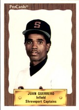 1990 Shreveport Captains ProCards #1450 Juan Guerrero Dominican Republic NM Card