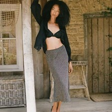 Reformation polka dot silk skirt