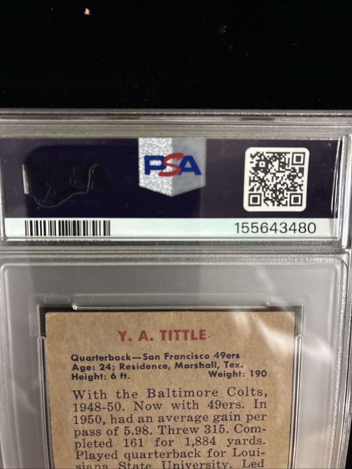 1951 Bowman Y.A. Tittle #32 – PSA 3 VG – Vintage Football Hall of Fame view 7