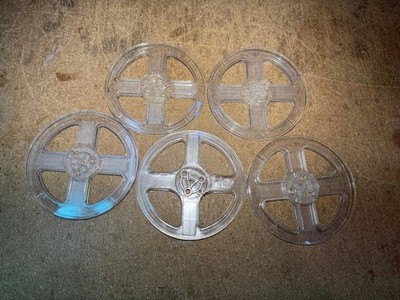 Lot of 5 Four Spoke Plastic 7'' Empty Take Up Reels, clear, unbranded. B7