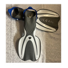Oceanic Water Sport Fins Gray White Blue with Adjustable Straps — photo 1