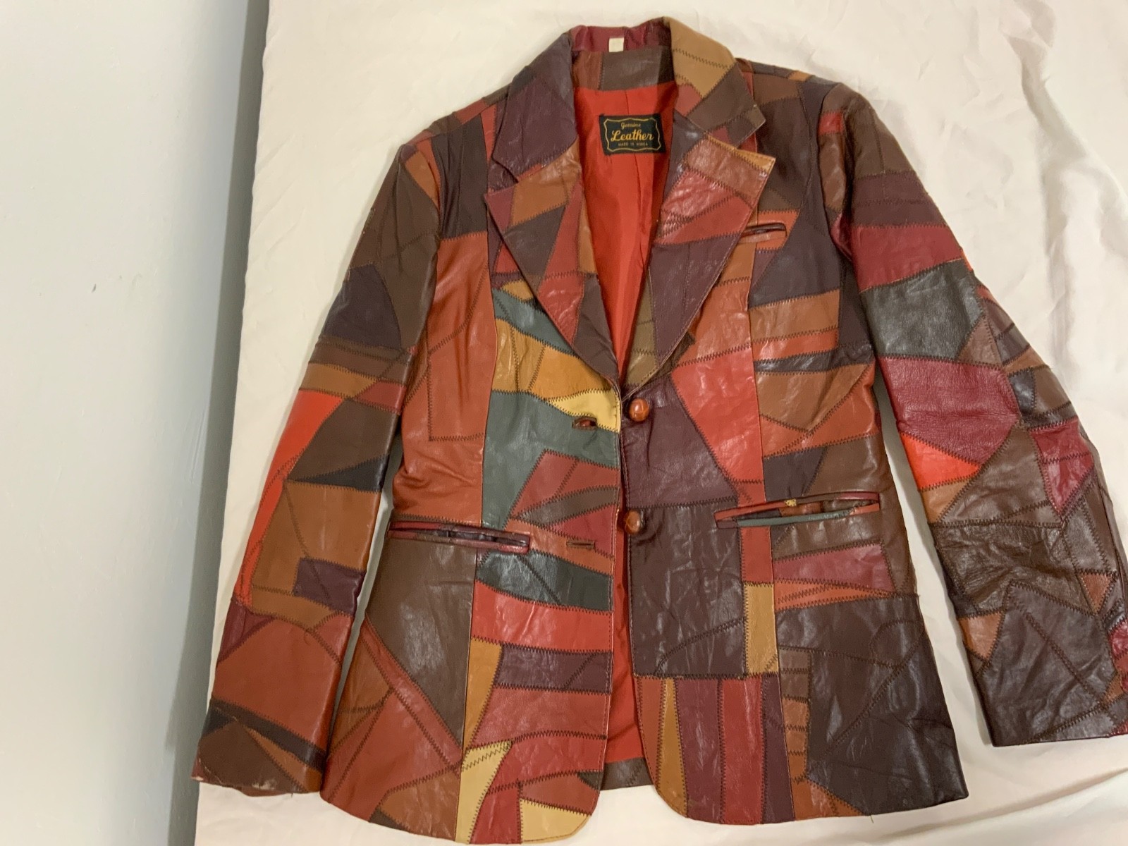 1970’s Genuine Leather, Patchwork Jacket,Brown, S… - image 16