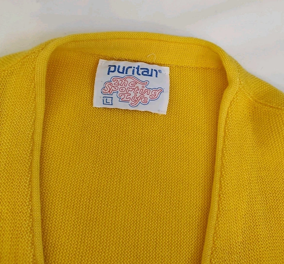 Cárdigan Suéter Puritano Vintage Años 60 The Sporting Life Amarillo Brillante Para Hombre Talla L Foto 2 de 4
