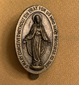 Virgin Mary Medal Christianity 'O Mary Conceived Without Sin Pray For Us' Clip