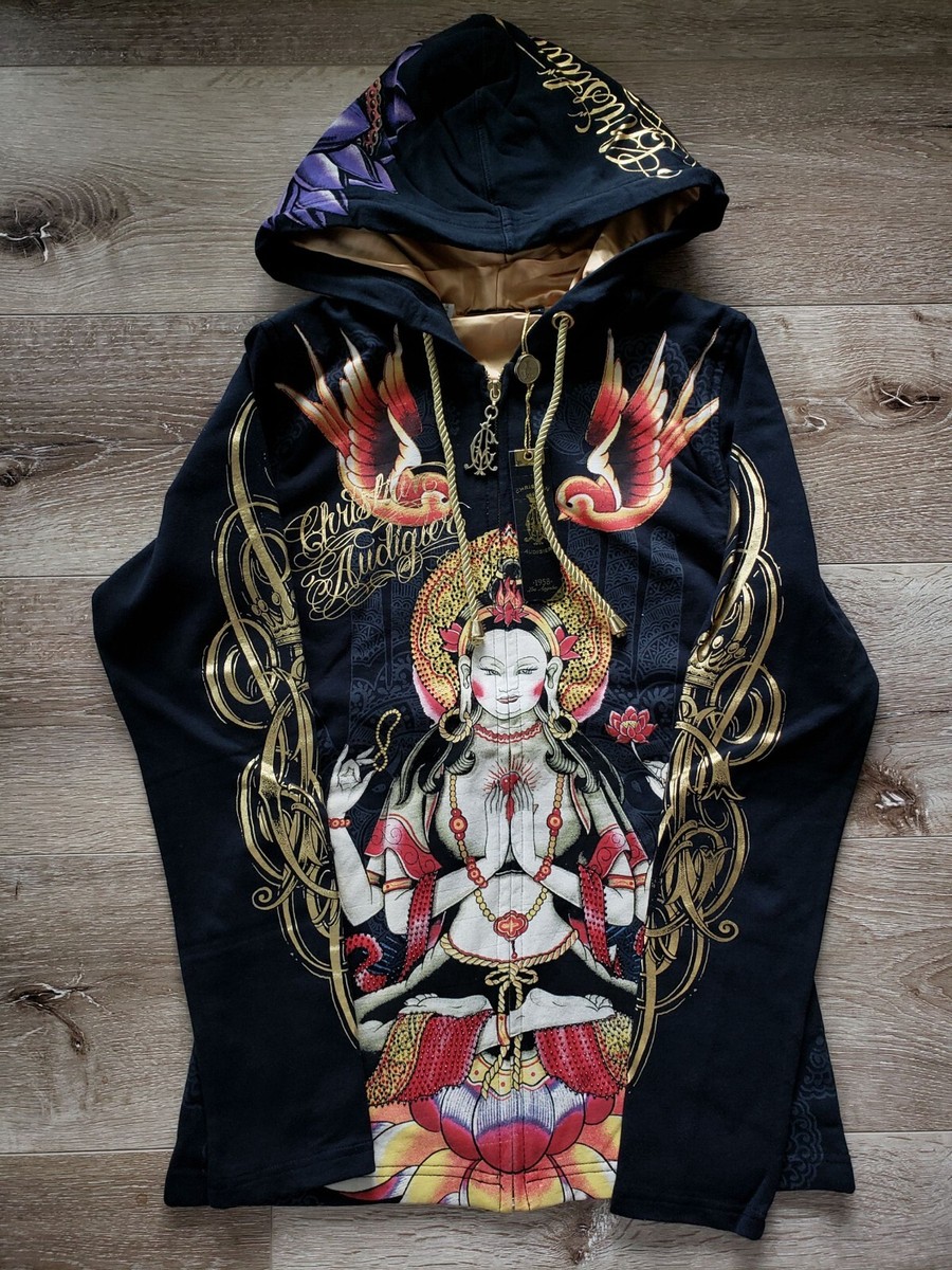 Christian Audigier & Ed Hardy Women Vintage Platinum Hoodie Christian Audigier & Ed Hardy Women Vintage Platinum Hoodie