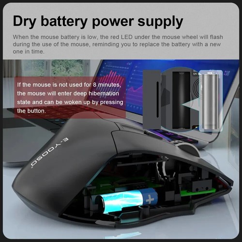 Wireless Gaming Mouse for Big Hands DPI 5 Buttons for Gamer Mice Computer Laptop - Picture 4 of 9
