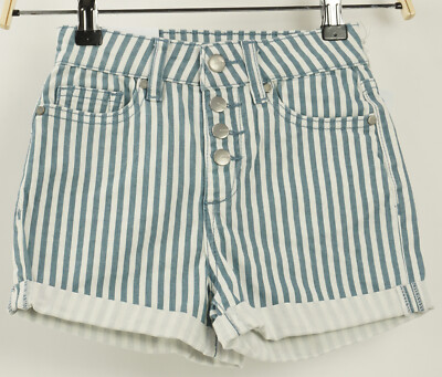 New Joes Jeans The Claire High Rise Short Girls Sz 10 Skyline White Teal Stripe