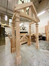 Oak Porch + Over Hanging Front Rafters  - Detailed Columns feature beams