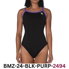 TYR Women's Hexa Diamondfit Swimsuit, Black/Purple, Size 28