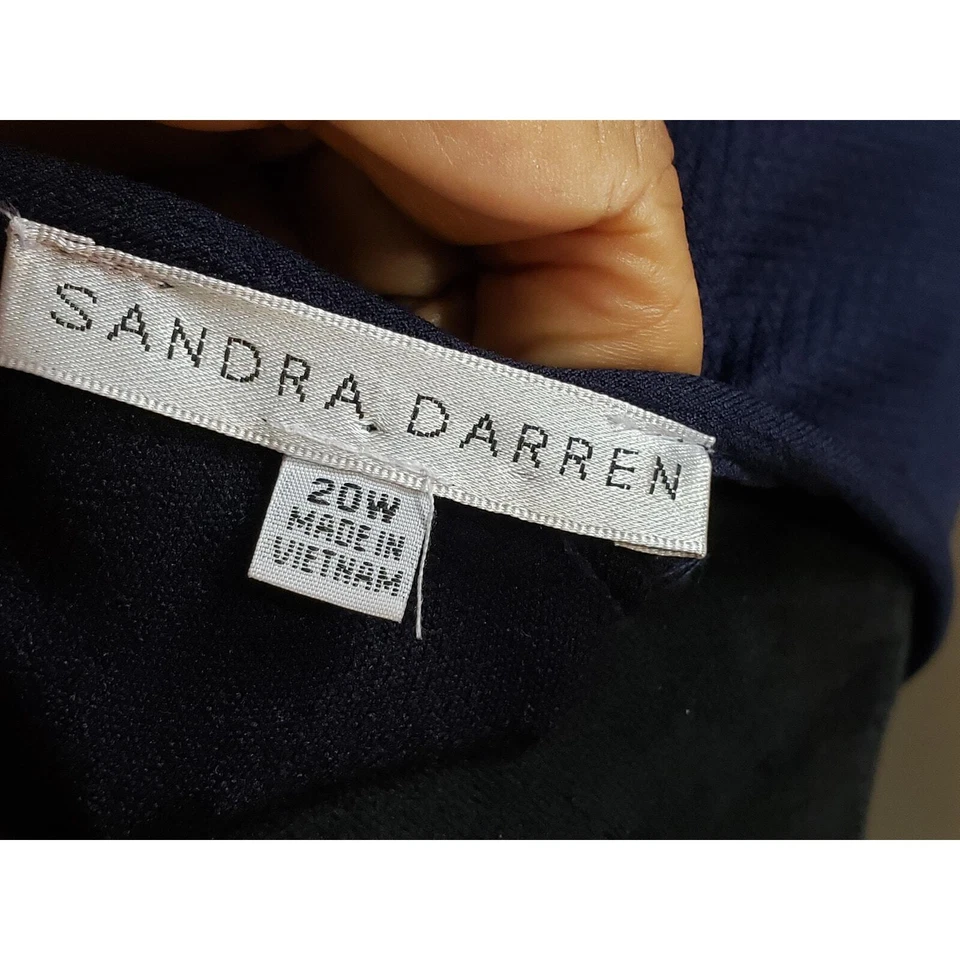 Vestido Vaina Sandra Darren Mujer Talla 20W Blanco Azul Manga Corta Cuello Cerradura Foto 3 de 4