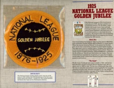 1925 NL Jubilee Patch Stat Card Cooperstown Official Willabee & Ward 36802