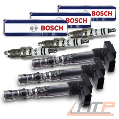3x ZÜNDSPULE + 3x BOSCH ZÜNDKERZE FÜR SEAT IBIZA SKODA FABIA VW POLO FOX 1.2