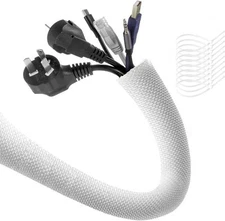 AGPTEK Cable Sleeve Cover, 10ft - 4/5 inch Dog Cat Cord 4/5" - 10ft, White 