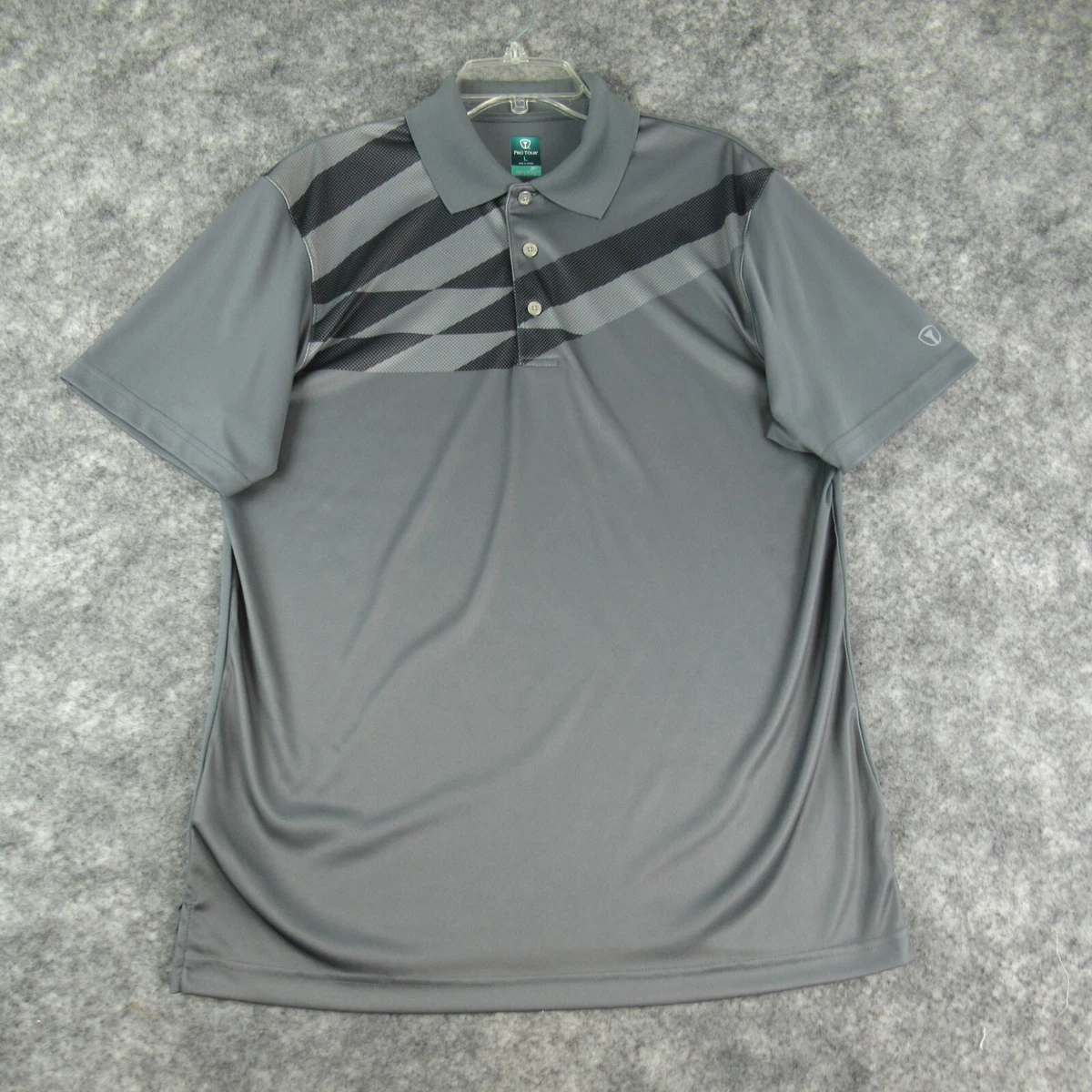 Pro Tour Shirt Mens Large Gray Airplay Golf Polo Short Sleeve