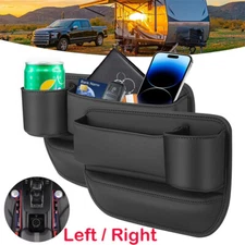Car Seat Gap Storage Box Phone Holder Organizer Leather Cup Holder Gap Bag USA