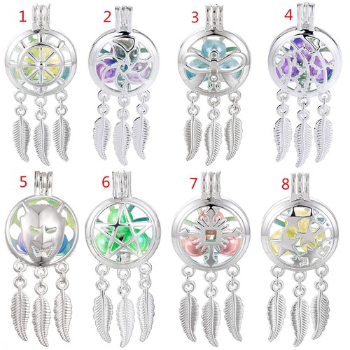 Bulk! Silver Plated Dream Catcher Oyster Pearl Cage Locket Pendant For