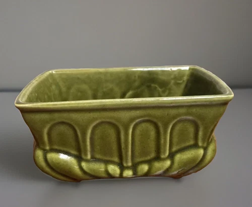 McCoy Planter Brush Gloss Sage Green Vintage Pottery