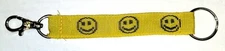Yellow Smiling Face Emoji Keychain Strap-Style Keyring New Old Stock Key Ring