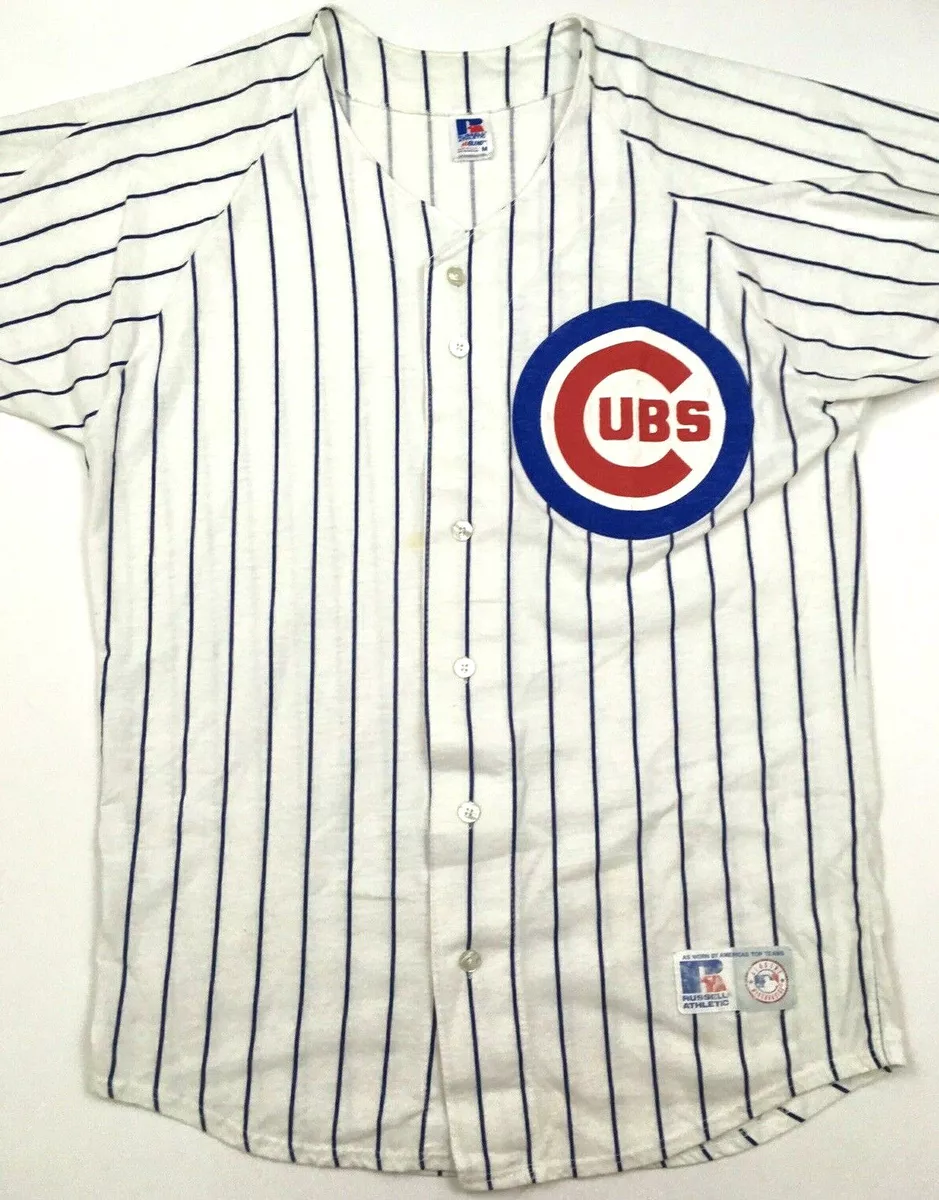 Vintage Chicago Cubs Russell Athletic Pinstripe Jersey Size Medium Mlb