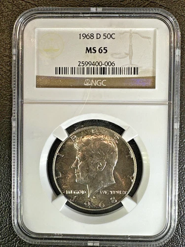 1968 D KENNEDY Half Dollar * NGC MS65 * UNCIRCULATED * Brown Label * TONED *