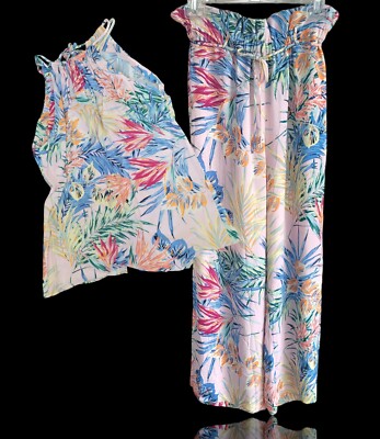 Eiko Ai Tropical Floral Print Women's Pants Top Set One Size