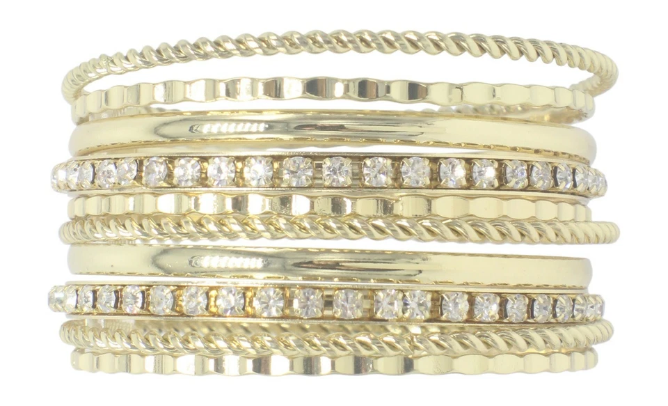 Nuevo Brazalete Brazalete Oro Martillado Torcido Cristal Cristal Nuevo con Etiquetas #B1218 Foto 3 de 3