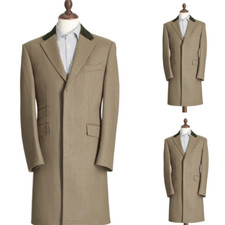 Camel Men's Long Overcoat Cashmere Winter Warm Formal Business Men Long Jacket