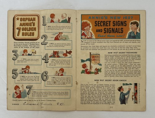 Orphan Annie Radio Secret Society Club Manual 1937 Premium Rare Collectible - Picture 5 of 10