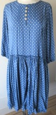 Ewa i Walla Cobalt Blue Polka Dot Viscose Dress w/ Velvet and Lace Trim