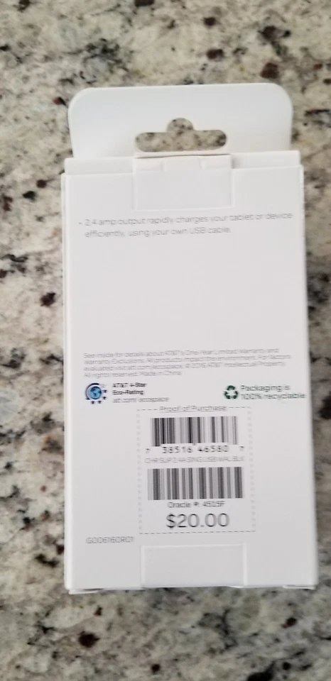 New AT&T Wall Charger Single USB High 2.4 AMP for Phones & Tablets - Image 2 of 2