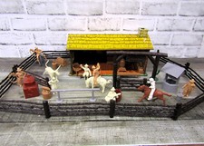 Vtg 1950's Marx Bar M Ranch Playset Litho Bunkhouse Accessories Cowboys Playset