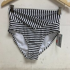 DSG Women's V High Waist Swim Bottoms Even Stripe Black/White DSW2804PRTZ