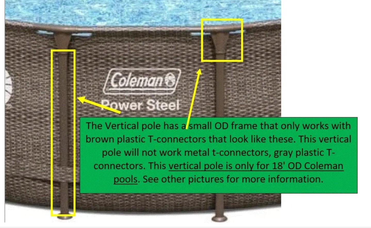 Coleman Power Steel 18x48 - Trave Orizzontale Marrone Per Piscina Fuori Terra (Parte Di Ricambio)